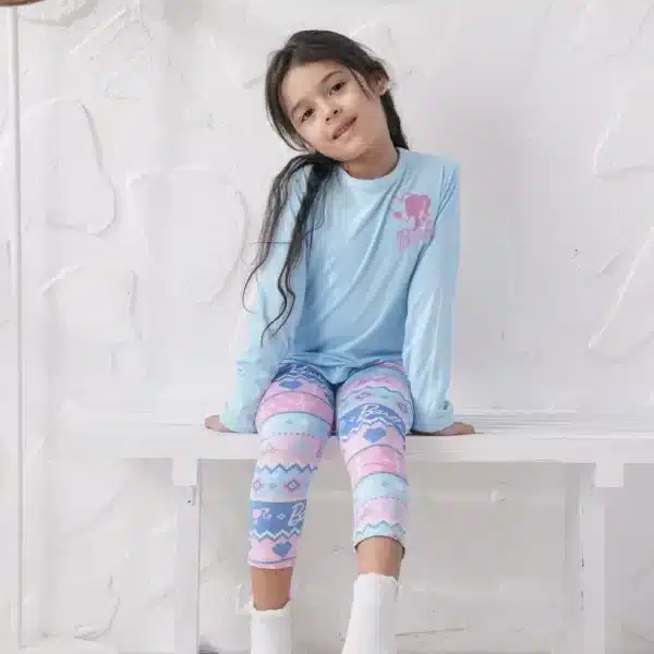 long-sleeved autumn Baby blue Barbie print