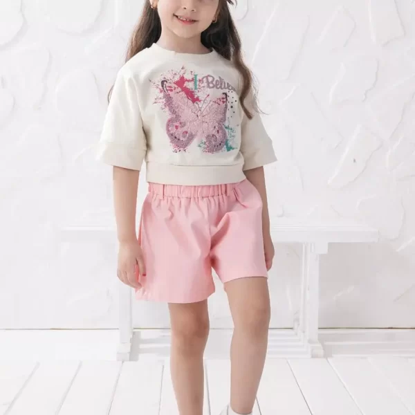 طقم فراشة شورت بناتي